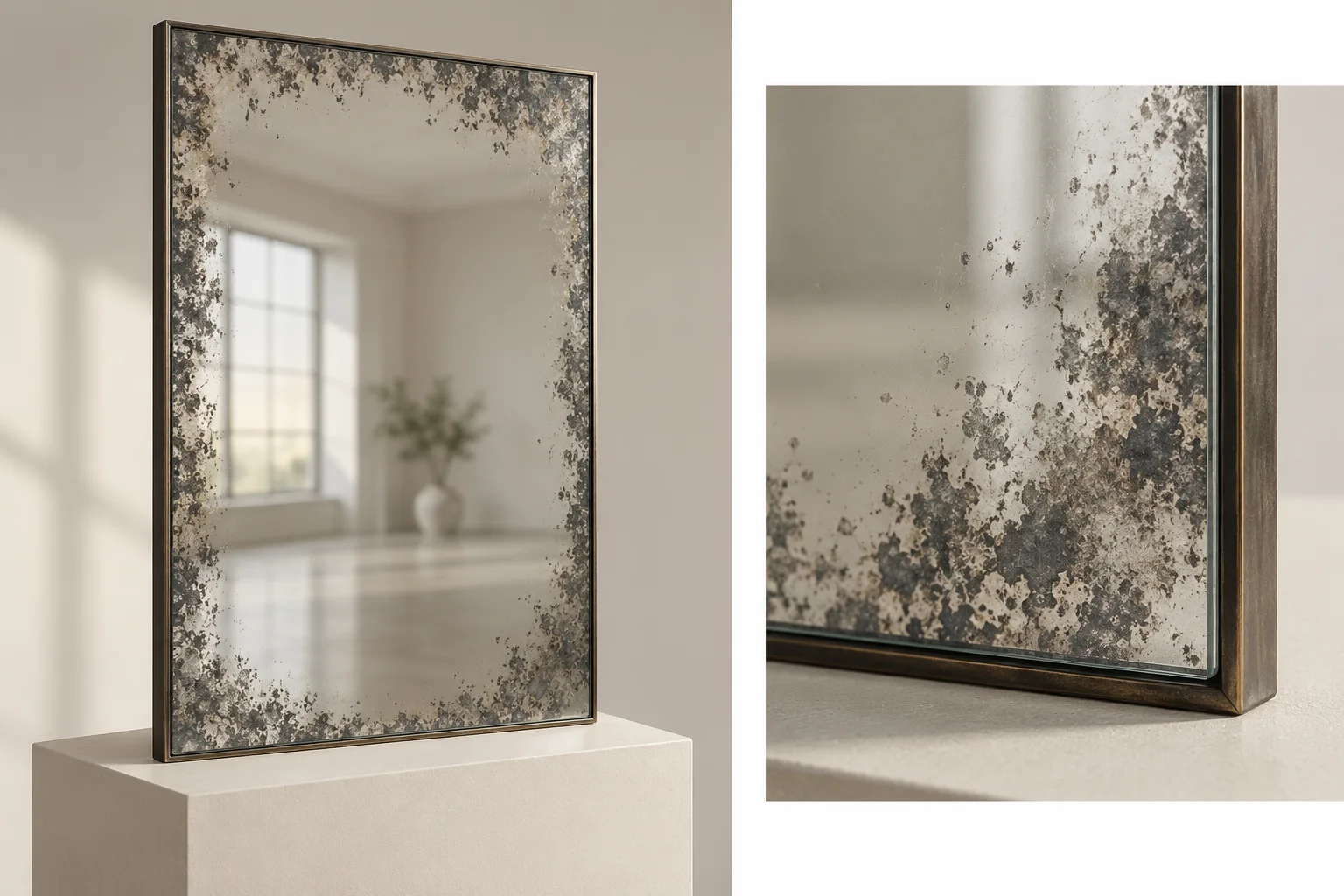 3D design study of perimeter-focused antique mottling with a clearer center and an intact glass edge