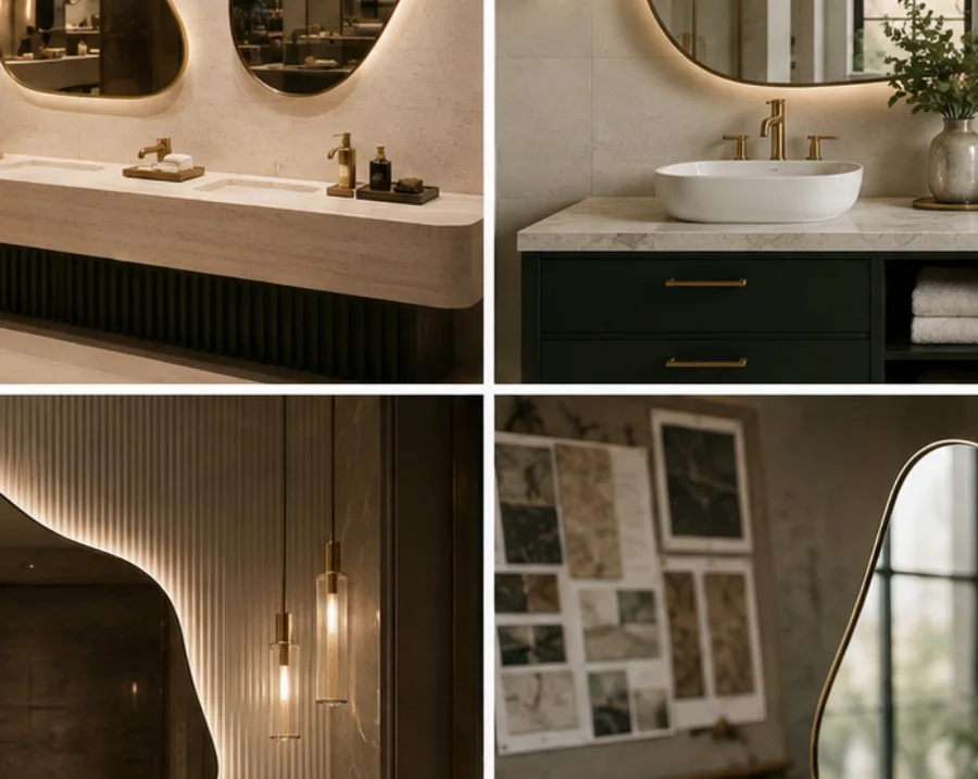 Asymmetrical mirror retail showroom range