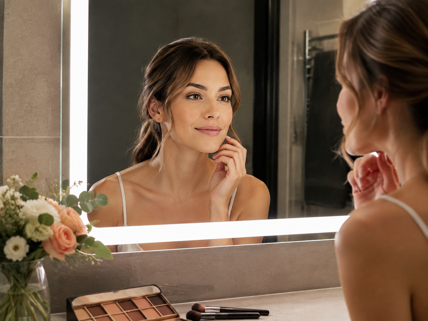 High color rendering LED bathroom mirror with natural skin tones