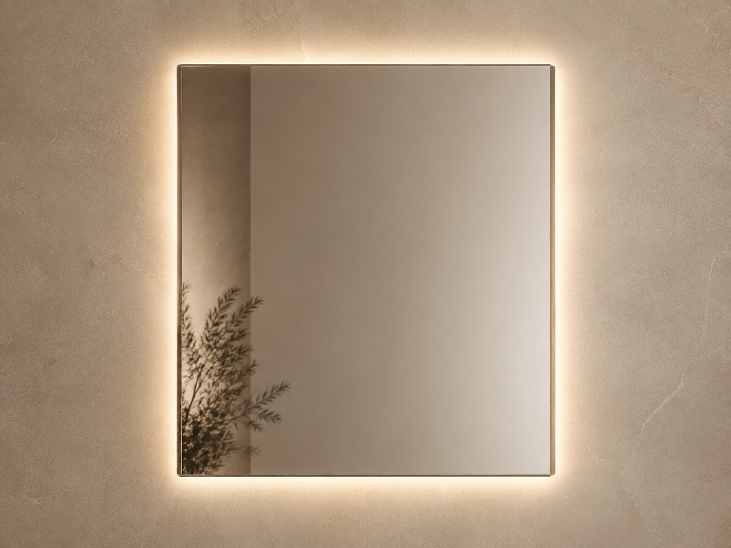 Rectangular backlit LED bathroom mirror