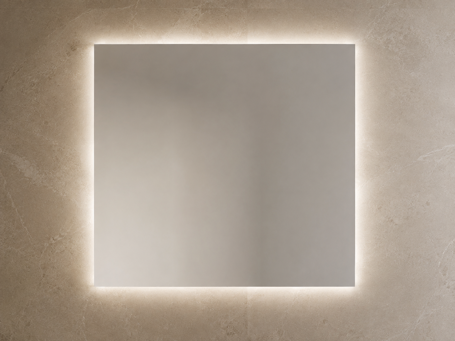 Frameless rectangular bathroom mirror with polished edges