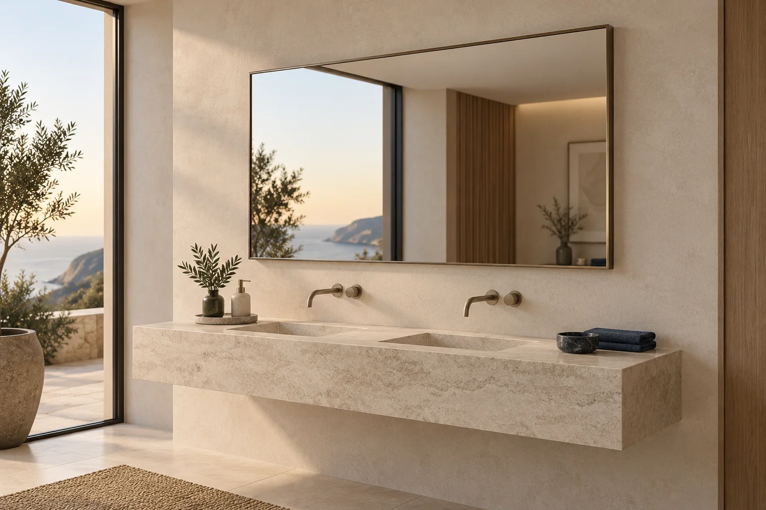 Mirror above a vanity showing the surrounding installation space