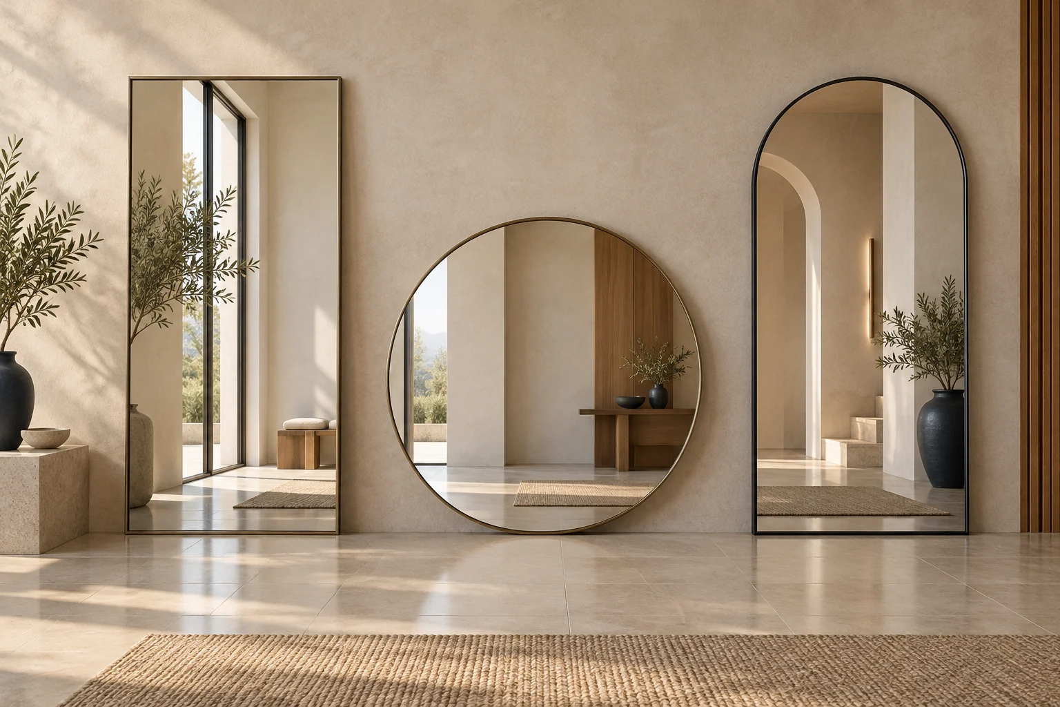 Rectangular circular and arched mirror shapes