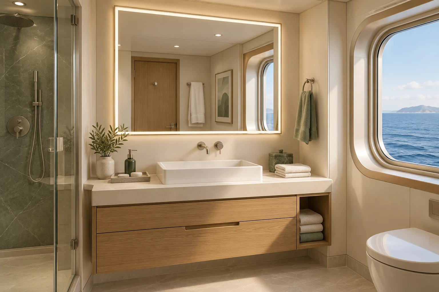 Cruise Ship Bathroom Mirrors for Compact Cabins