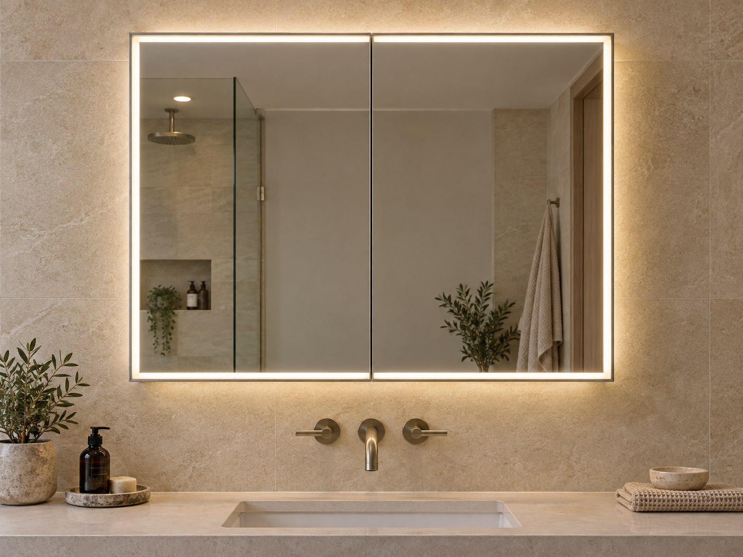 Lighted double-door medicine cabinet direction