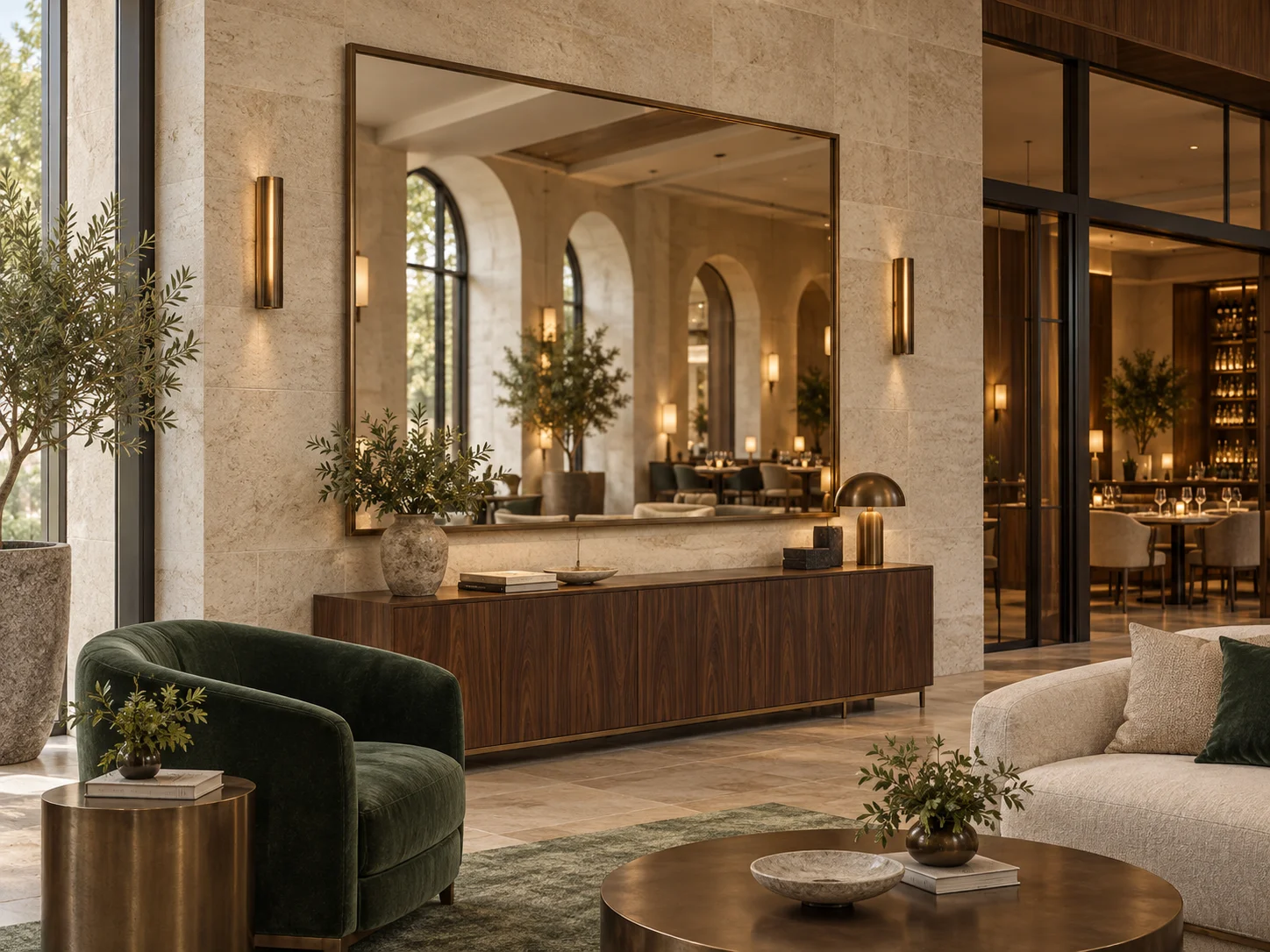 Lobby, restaurant and bar mirror design concept