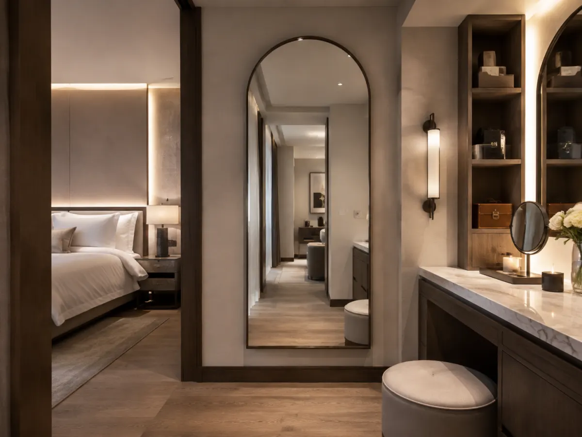 Design visualization of a hotel suite vanity mirror