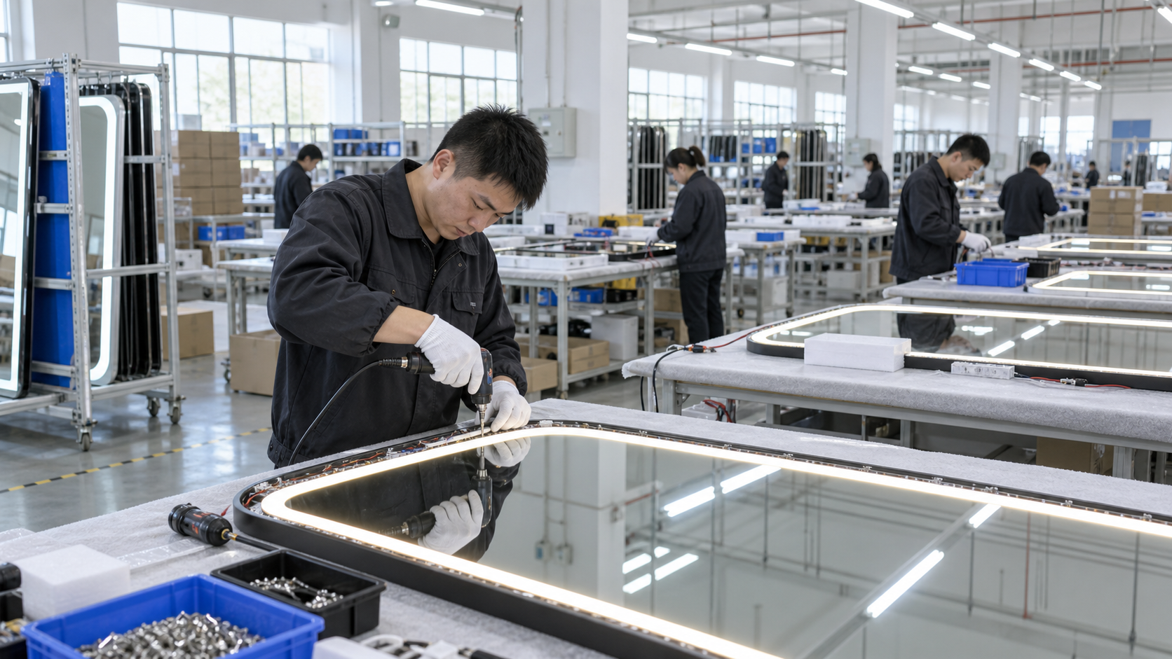 OJMirror LED mirror production workshop
