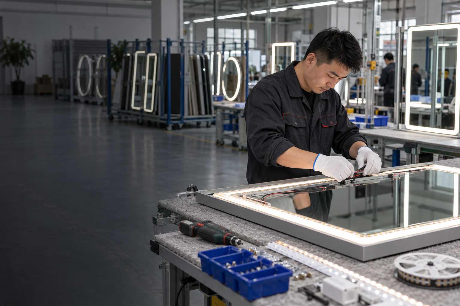 LED mirror manufacturing process concept