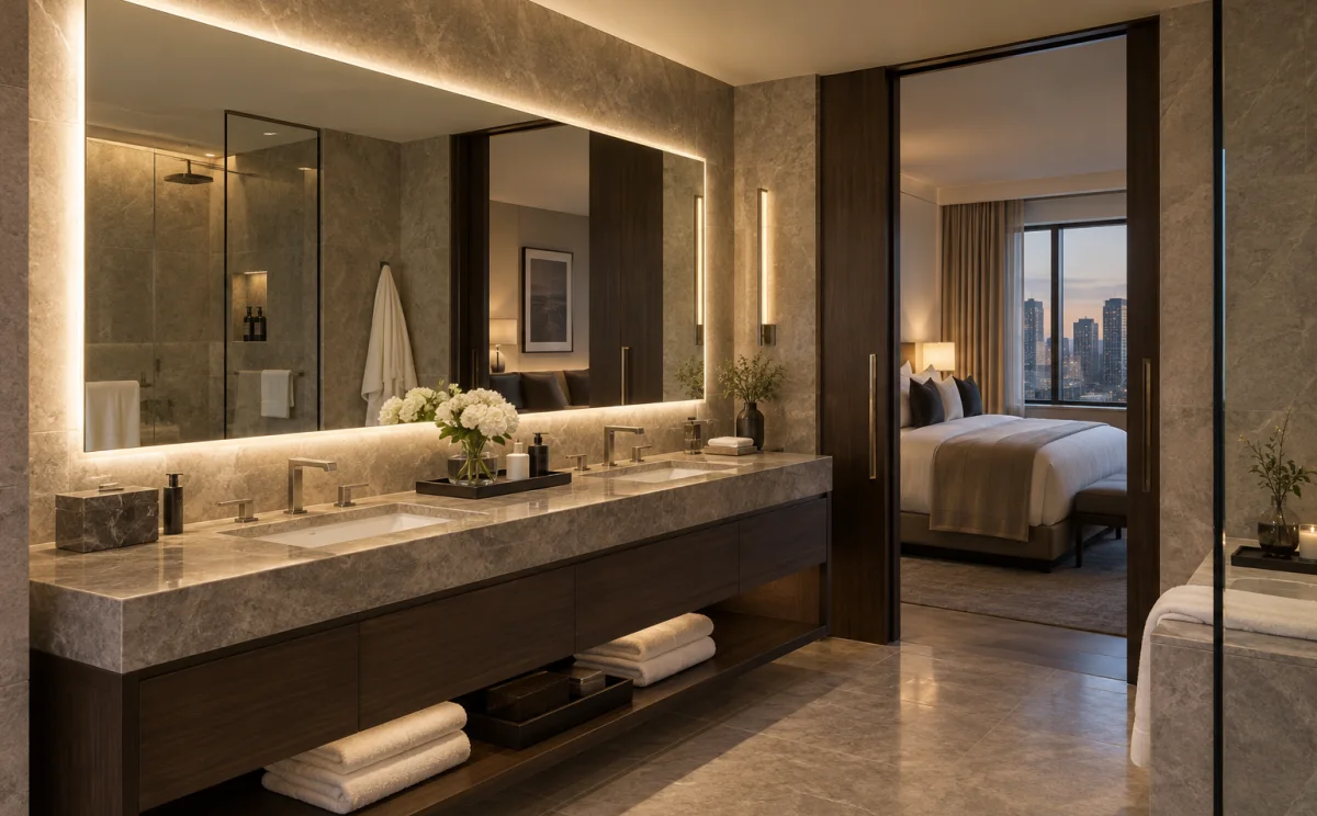 Large LED bathroom mirror project by OJMIRROR