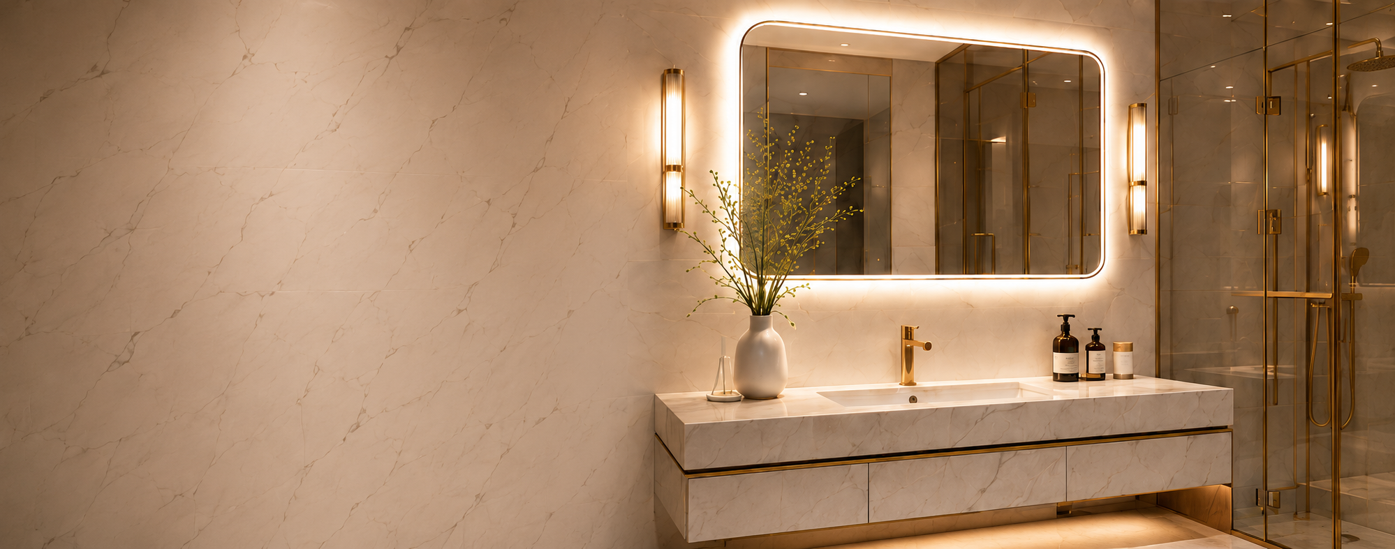 LED mirror knowledge center bathroom scene