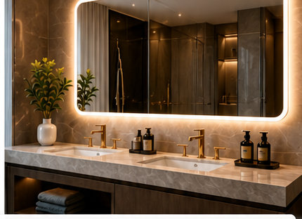 Custom LED mirror hospitality vanity