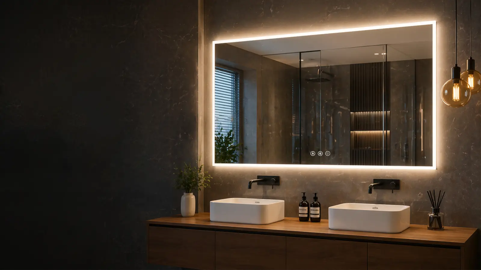 Custom LED mirror product display for hospitality and residential buyers