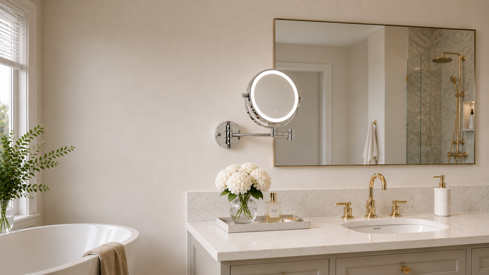 Wall mounted makeup mirror hero scene