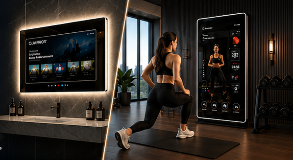 Custom TV mirror and smart fitness mirror scene