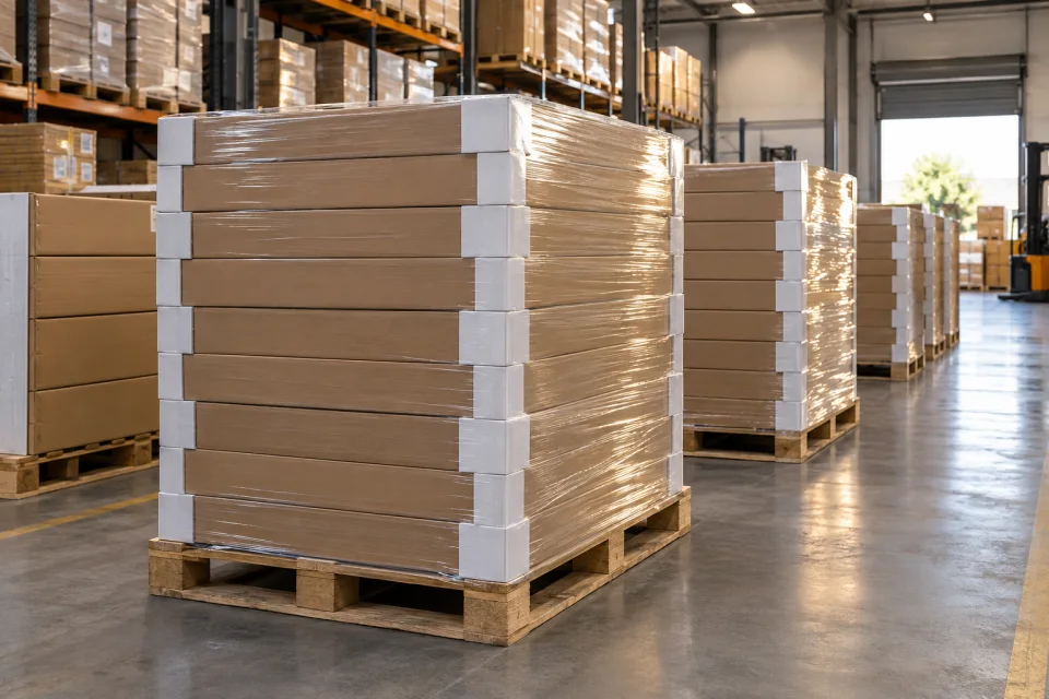 Prepared export shipments in the warehouse