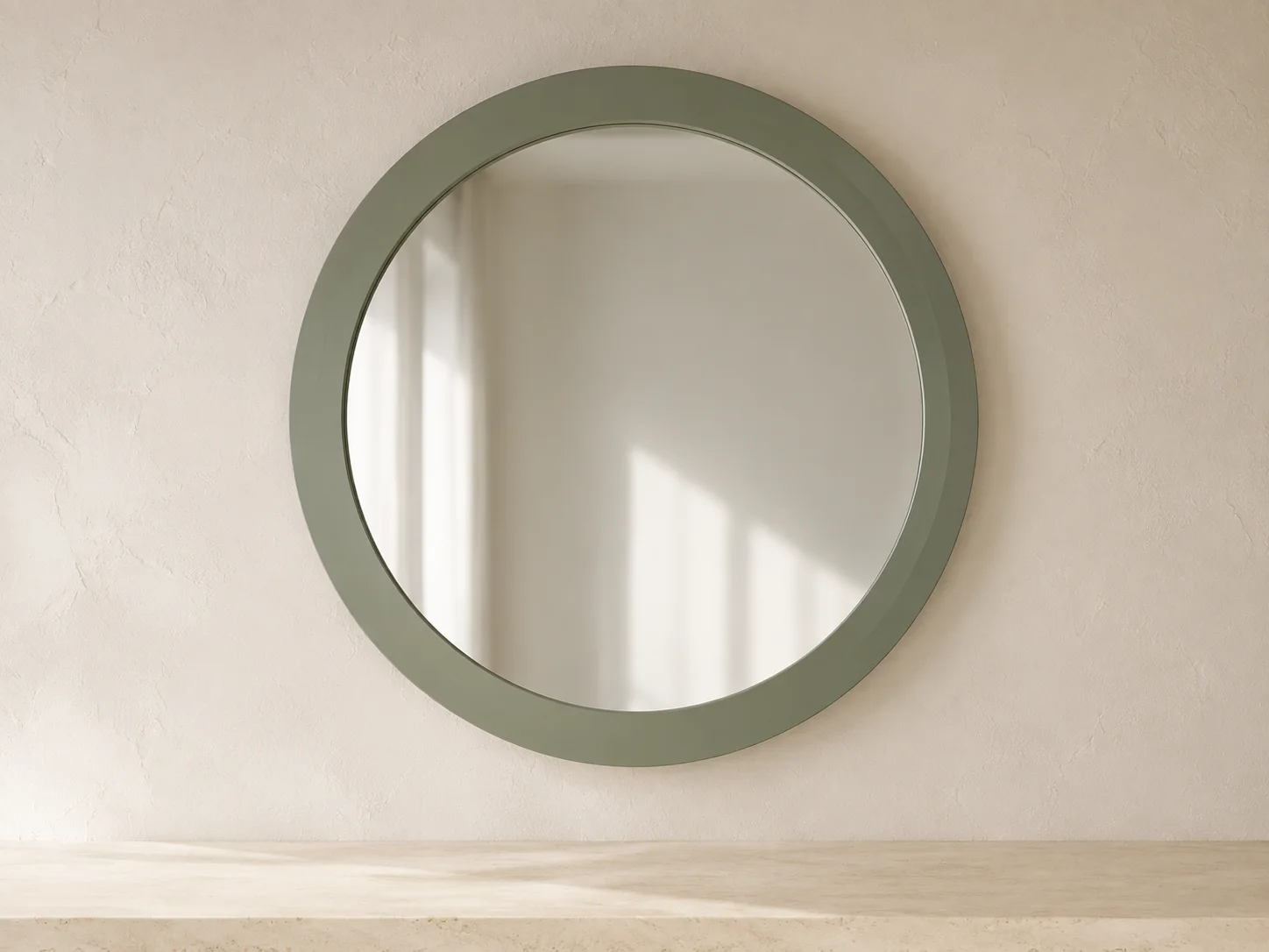 Muted sage round MDF framed mirror