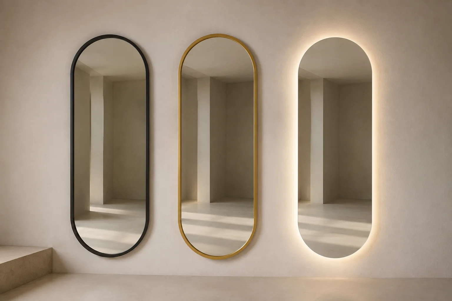 Pill shaped mirror finish collection