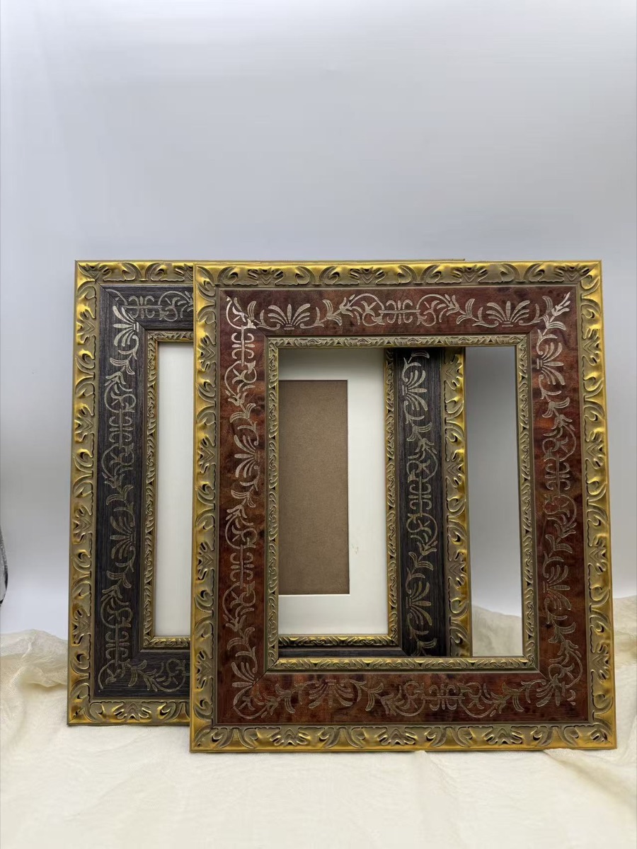 Wide patterned brown and dark frame samples