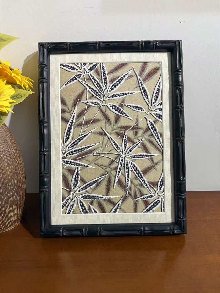 Black bamboo style frame assembly