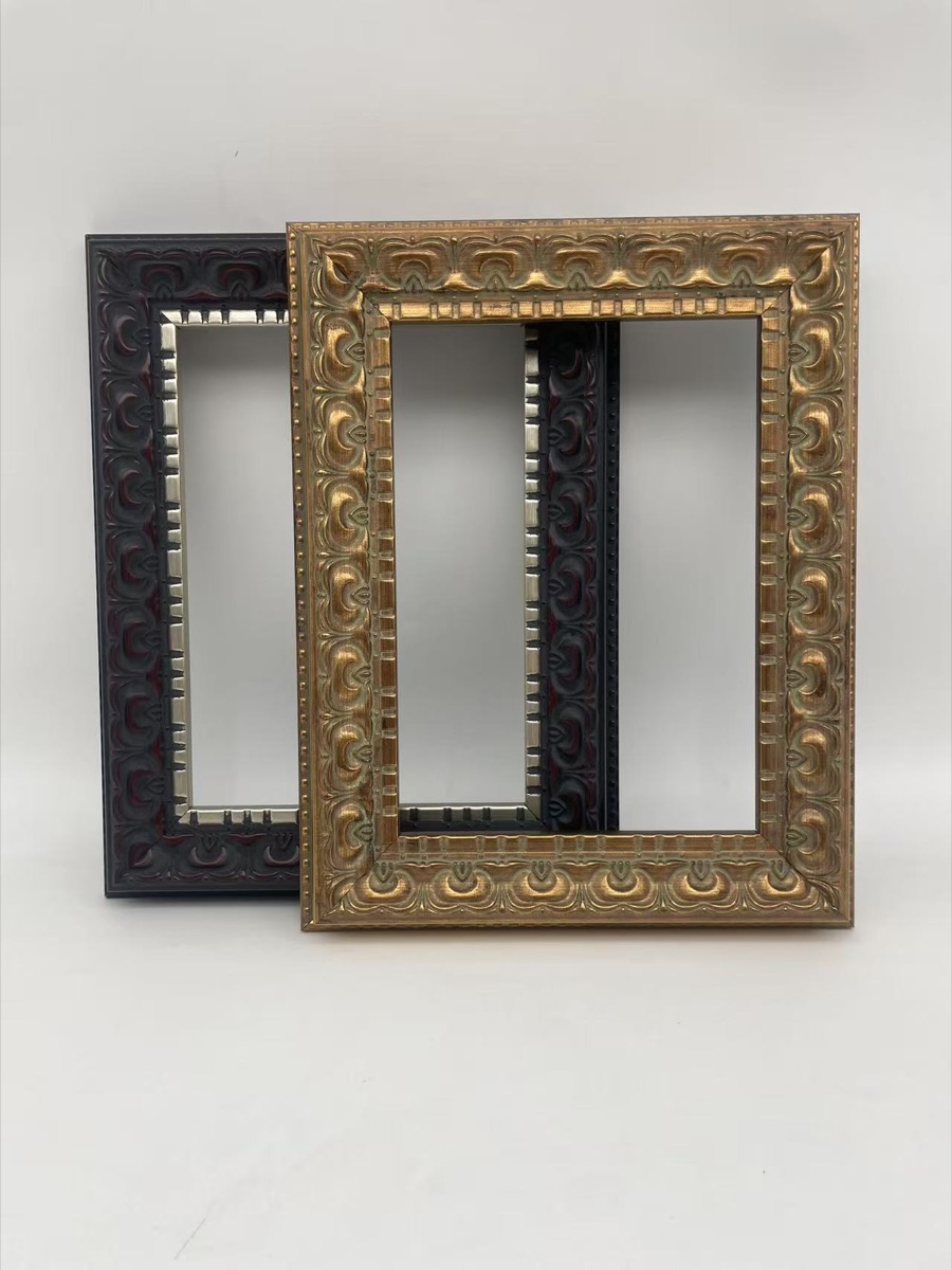 Physical carved gold and dark frame samples
