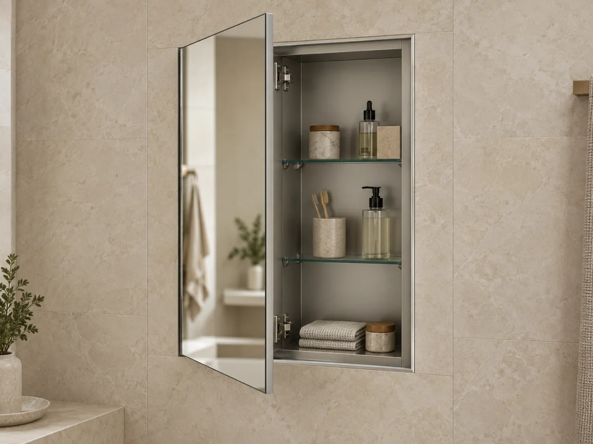 Recessed rectangular medicine cabinet