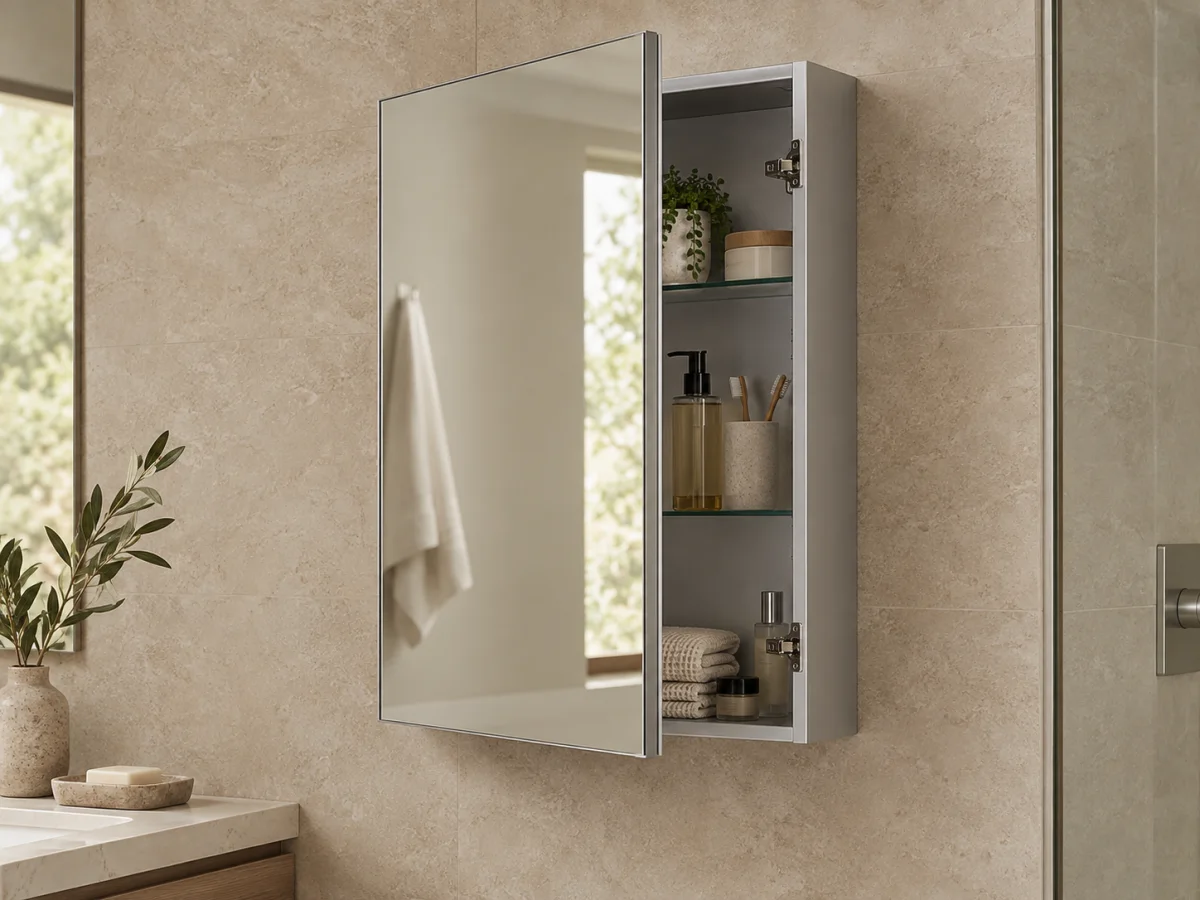 Surface mounted rectangular medicine cabinet