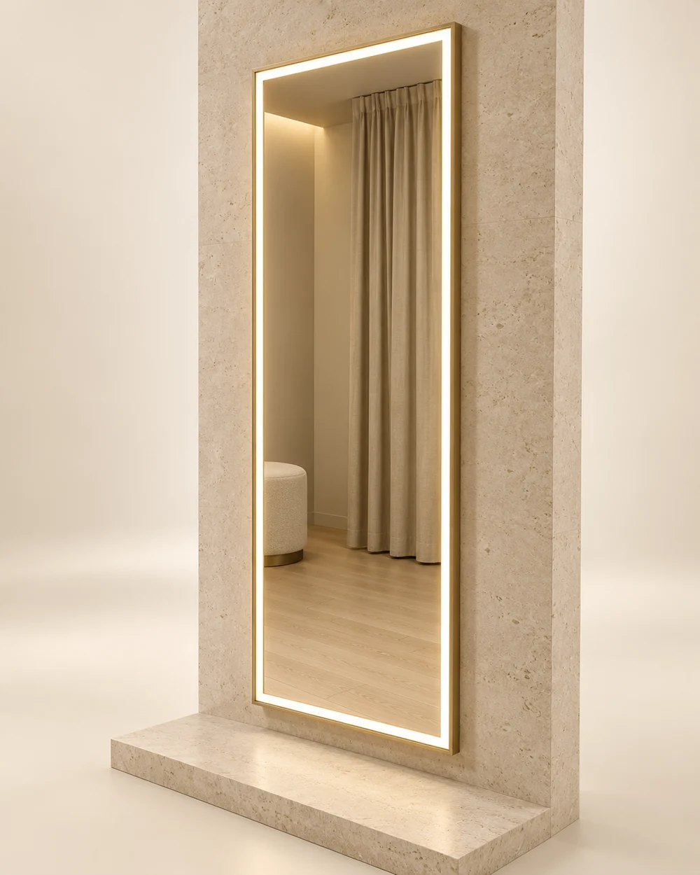 3D design visualization of led full-length fitting mirror
