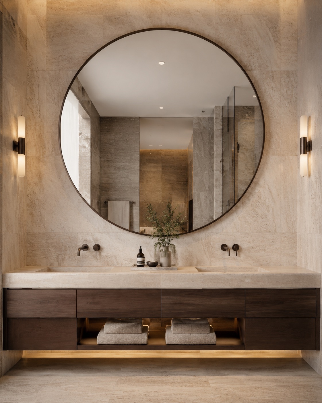 Large round bathroom mirror for a project