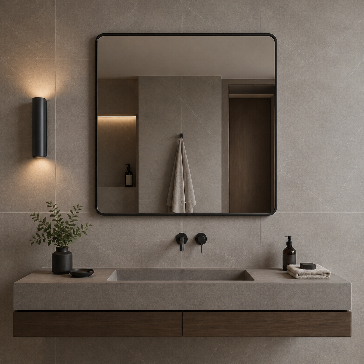 Framed square wall mirror