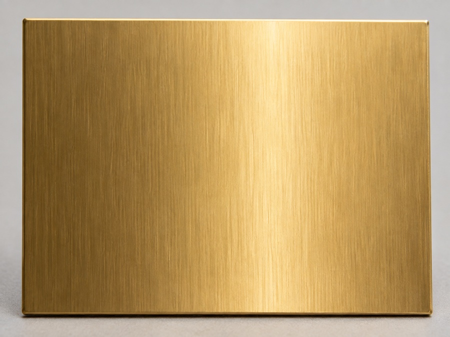 Brushed gold-tone PVD stainless steel finish sample