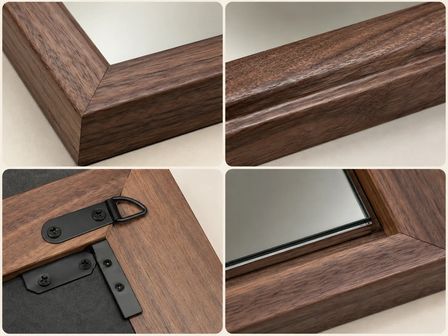 Wood mirror frame corner and finish quality inspection
