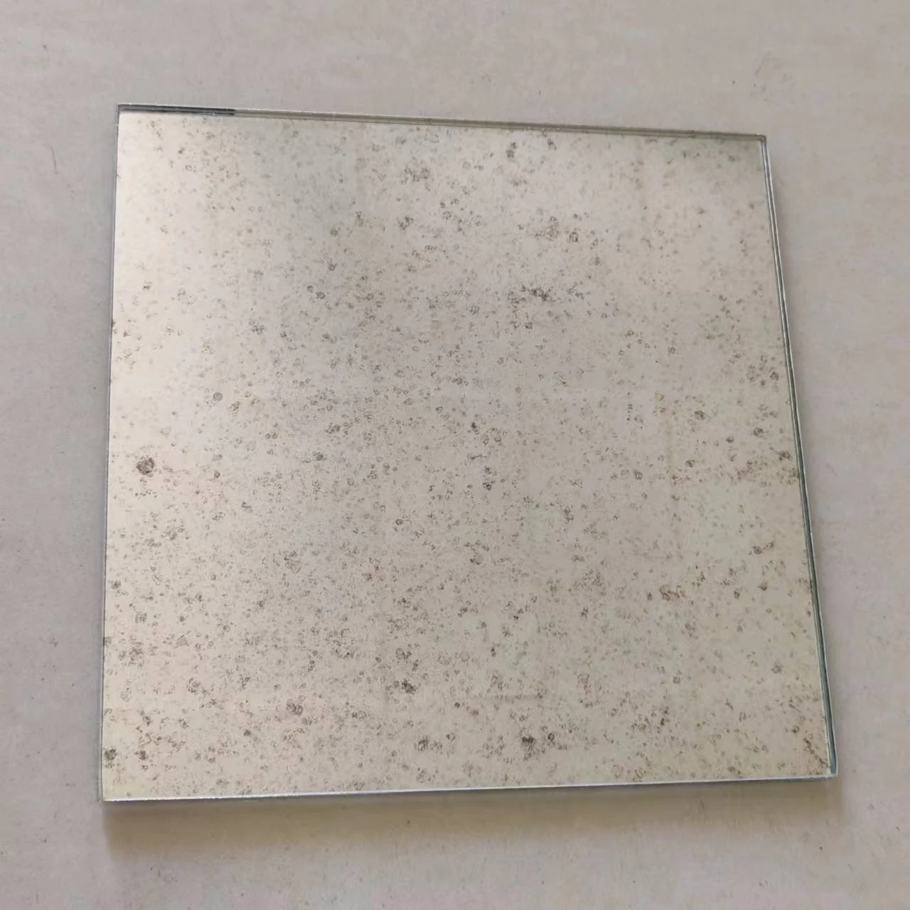 AMG-08 Fine Silver Speckle actual 5 mm antique mirror glass finish sample