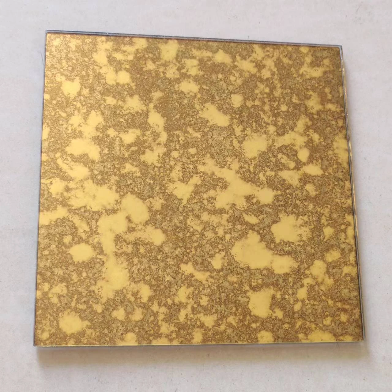 AMG-01 Antique Gold Mottle actual 5 mm antique mirror glass finish sample