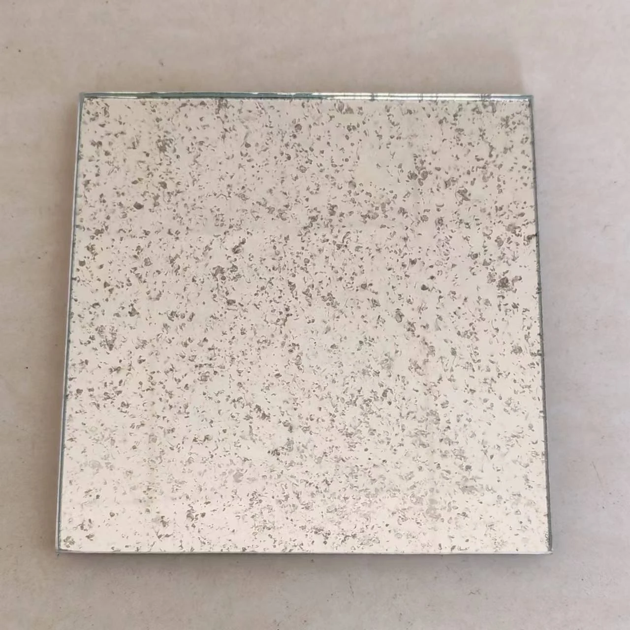 AMG-04 Light Silver Speckle actual 5 mm antique mirror glass finish sample