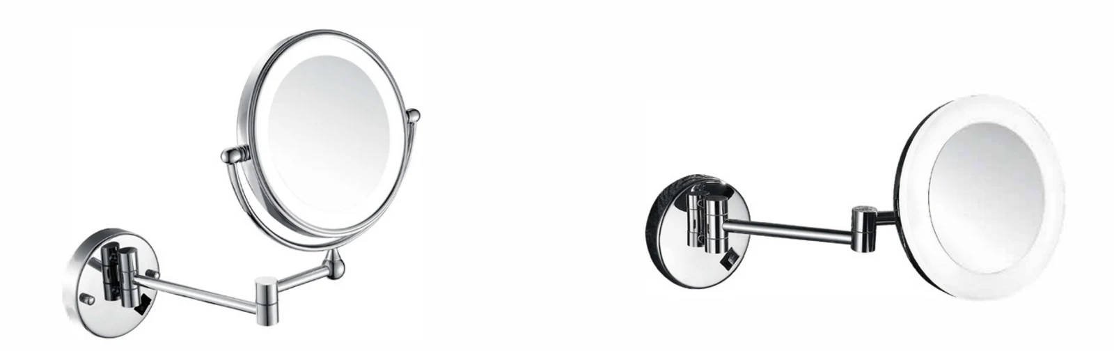 Round mirrors with articulated arms