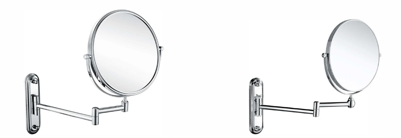 Round mirrors with elongated wall plates