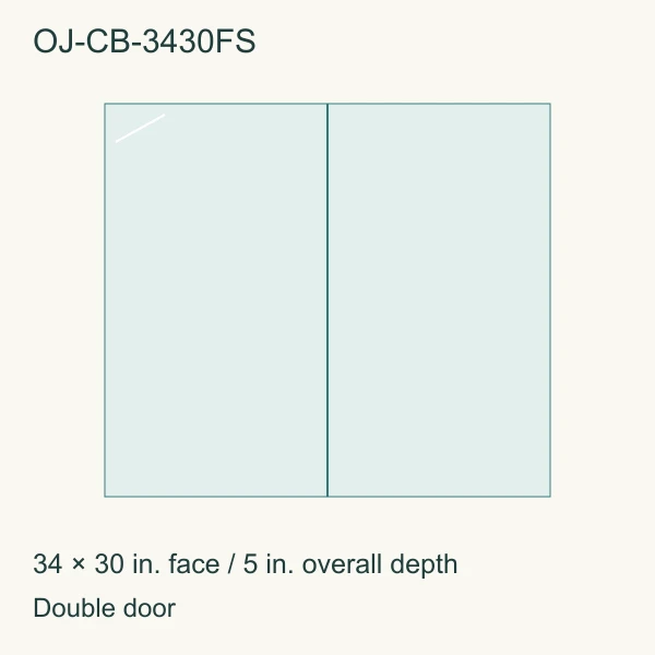 OJ-CB-3430FS face layout with 34 × 30 inch dimensions